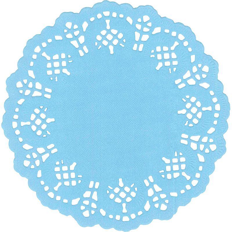 Papírové kulaté ubrousky s krajkovým vzorem 11,5mm - 35ks - Sv.modrá