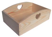 MASIV - Dřevěný truhlík se srdíčky 28cm