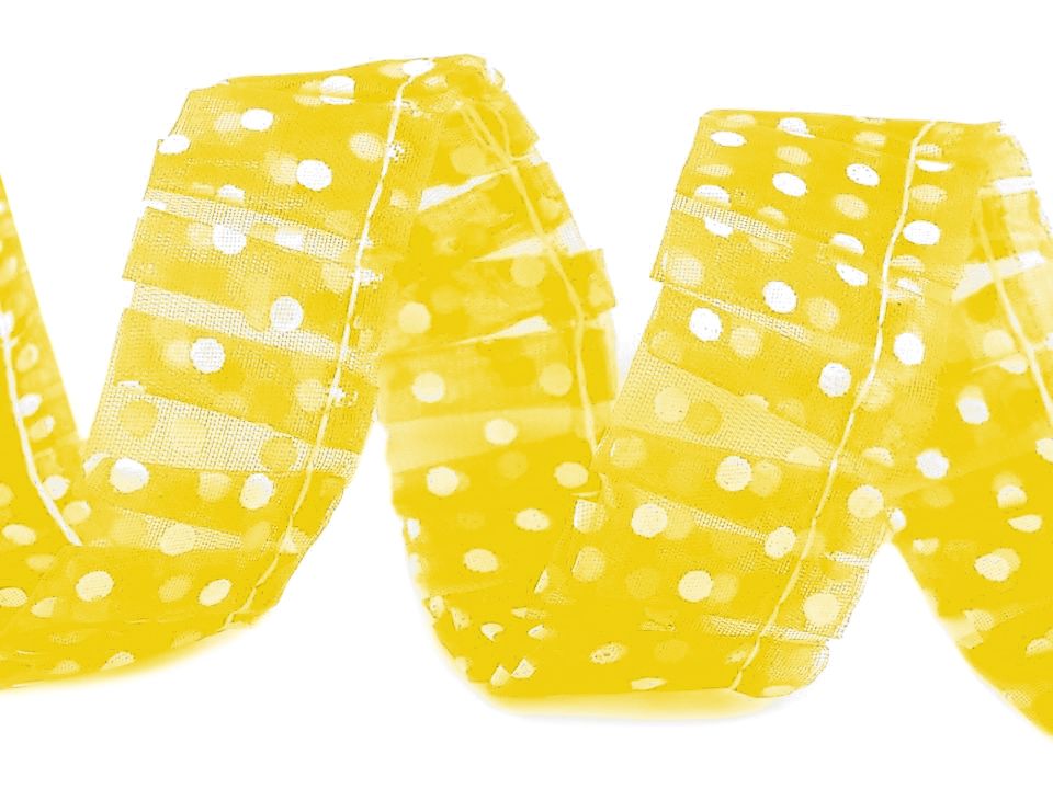 Volánkový prýmek s puntíky 20 mm -2m - žlutý