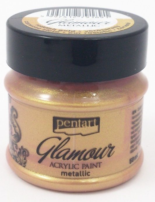 Akrylová metalická barva Pentart - 50 ml - GLAMOUR červeno zlatá L