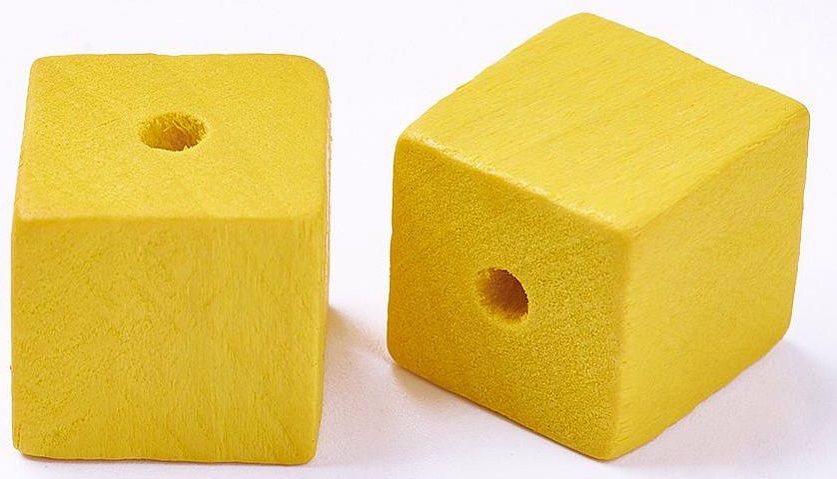 Dřevěné korálky KOSTKY 14,5x14,5mm - 20ks - Žlutá
