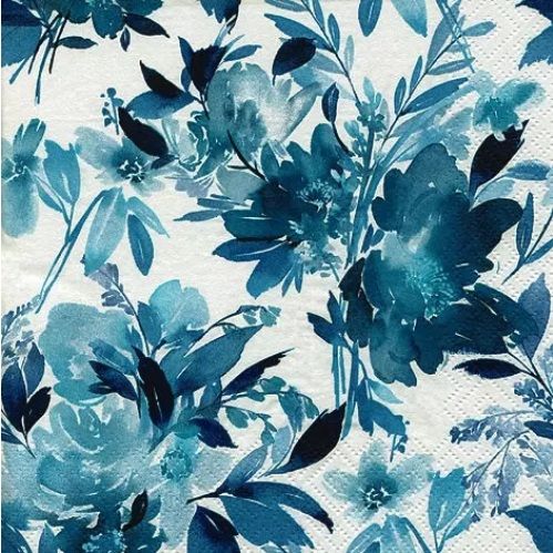 Ubrousky 33x33cm Modré květy akvarel
