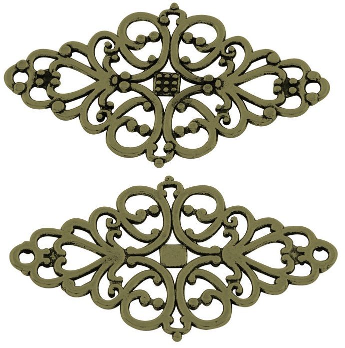 Dekorace filigránová Ornament 42x25x1mm barva antik bronz - 1 ks