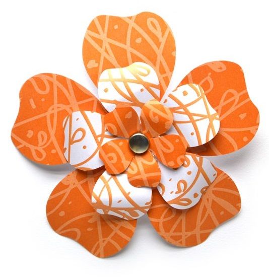 Kartonový výsek KVĚT oranžový /6509/ - 3 květy